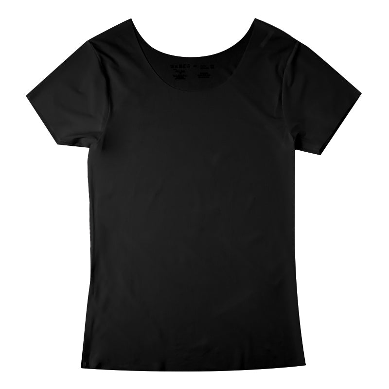 レディース 接触冷感 インナー フリーカット フレンチ袖 ひびきにくい M L LL Tシャツ シャツ 下着 女性用 ストレッチ 無地 シームレス 薄手 涼しい 夏インナー さらさら フィット 重ね着 ベーシック デイリー