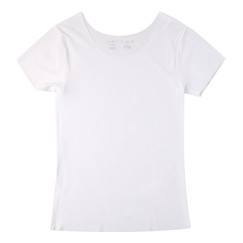 レディース 接触冷感 インナー フリーカット フレンチ袖 ひびきにくい M L LL Tシャツ シャツ 下着 女性用 ストレッチ 無地 シームレス 薄手 涼しい 夏インナー さらさら フィット 重ね着 ベーシック デイリー