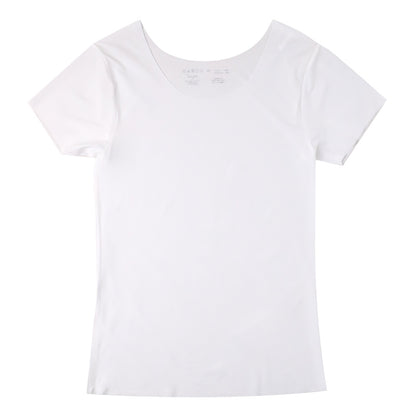 レディース 接触冷感 インナー フリーカット フレンチ袖 ひびきにくい M L LL Tシャツ シャツ 下着 女性用 ストレッチ 無地 シームレス 薄手 涼しい 夏インナー さらさら フィット 重ね着 ベーシック デイリー