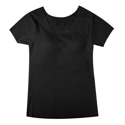 レディース 接触冷感 インナー フリーカット カップ付き フレンチ袖 ひびきにくい M L LL Tシャツ シャツ 下着 女性用 ストレッチ 無地 シームレス 薄手 涼しい 夏インナー さらさら フィット 重ね着 ベーシック デイリー ノンワイヤー カップ付き