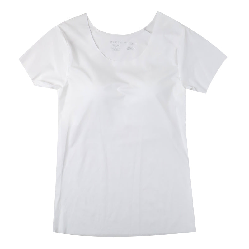 レディース 接触冷感 インナー フリーカット カップ付き フレンチ袖 ひびきにくい M L LL Tシャツ シャツ 下着 女性用 ストレッチ 無地 シームレス 薄手 涼しい 夏インナー さらさら フィット 重ね着 ベーシック デイリー ノンワイヤー カップ付きインナー