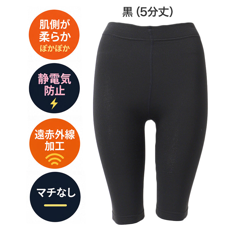 5分丈 スパッツ レディース 裏起毛 160デニール 160D レギンス インナーパンツ 防寒 冬 あったか 遠赤外線 静電気防止 マチなし M L LL 五分丈 ボトムインナー ハーフレギンス スカート下 ワンピース下 重ね履き 起毛インナー 秋冬 通勤 通学 婦人