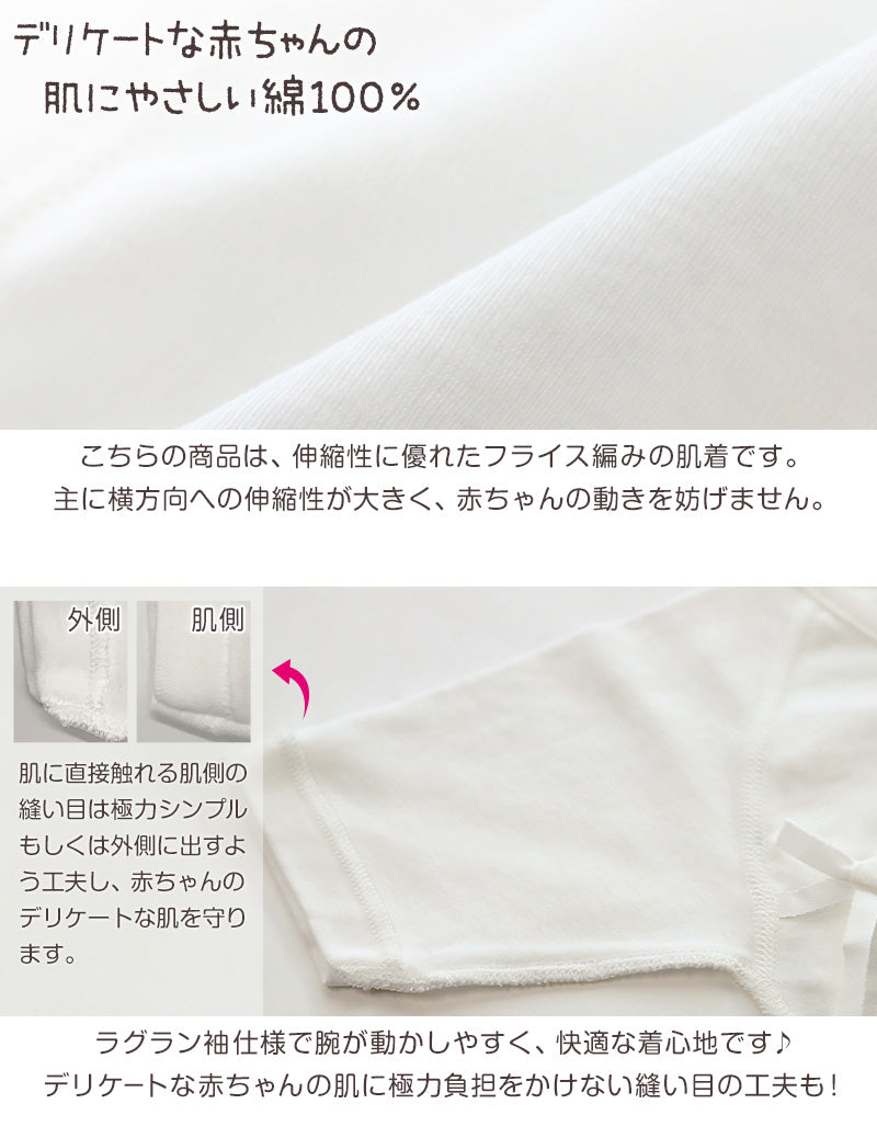 新生児 肌着 コンビ肌着 2枚組 綿100% 無地 日本製 50-60cm 男の子 女の子 スナップボタン コットン 出産準備 出産祝い ベビー服 ベビー 用品 赤ちゃん 乳児 下着 ギフト プレゼント