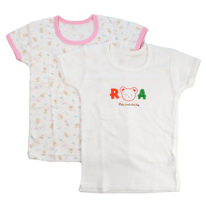 ベビー ベビー服 半袖シャツ 2枚組 綿100% 日本製 男の子 女の子 80cm～95cm (肌着 コットン 出産準備 出産祝い 可愛い ベビー用品 下着 ギフト プレゼント 80 90 95 幼児)