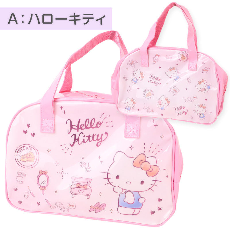 サンリオ プールバッグ ボストンバッグ キッズ 女の子 塩化ビニル 水泳バッグ スイムバッグ プールバック ビーチバッグ 通園 通学 約32×23×10cm 幼稚園 保育園 小学生 ハローキティ クロミ