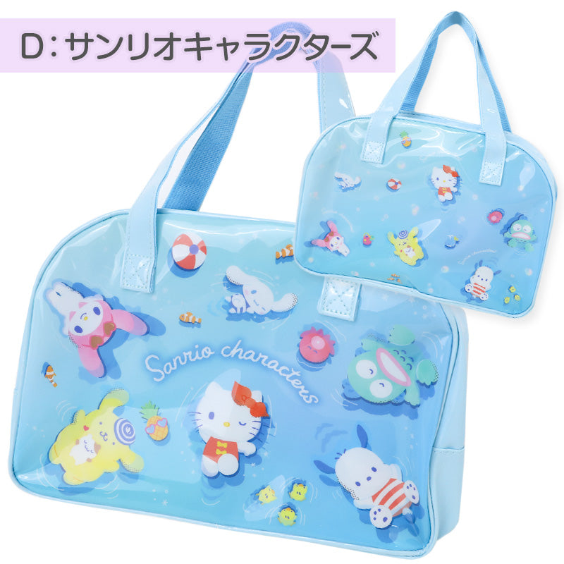 サンリオ プールバッグ ボストンバッグ キッズ 女の子 塩化ビニル 水泳バッグ スイムバッグ プールバック ビーチバッグ 通園 通学 約32×23×10cm 幼稚園 保育園 小学生 ハローキティ クロミ