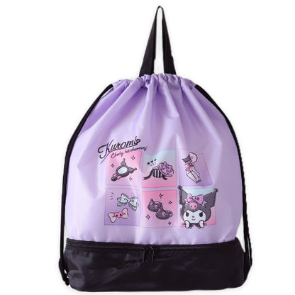クロミ シナモン サンリオ 2層ナップサック スイムバッグ 約28×40×17.5cm 子供 スクール 学校 水泳バッグ サブバック プールバッグ 小学校 女子 シンプル (在庫限り)