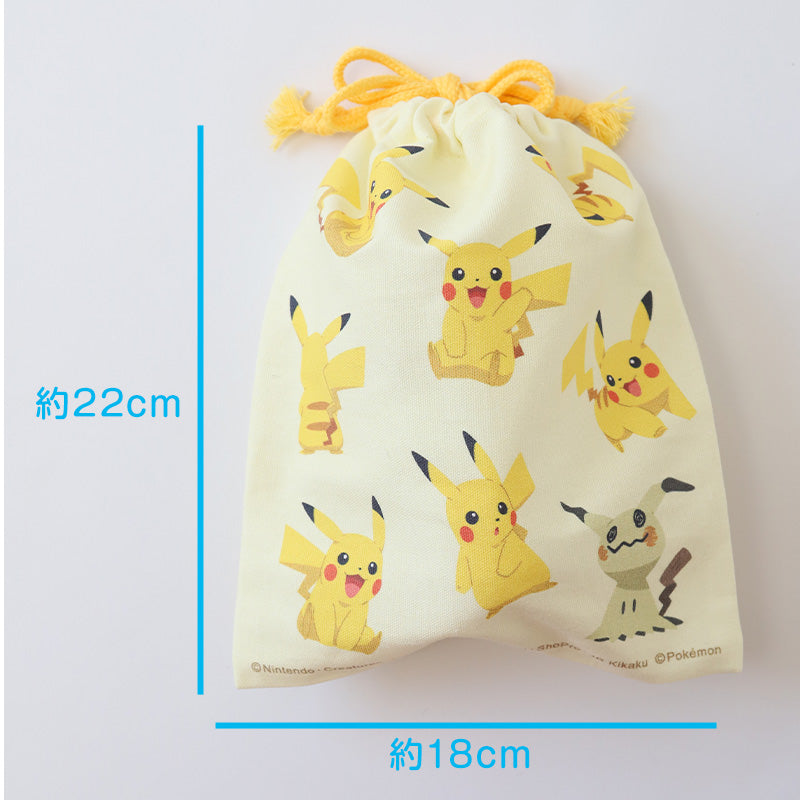 ポケモン コップ袋 巾着袋 巾着 小 給食袋 子供 入園準備 約18×22cm 男の子 女の子 小学校 保育園 コップ入れ はぶらし入れ スクール 入学準備 綿100 ポケットモンスター