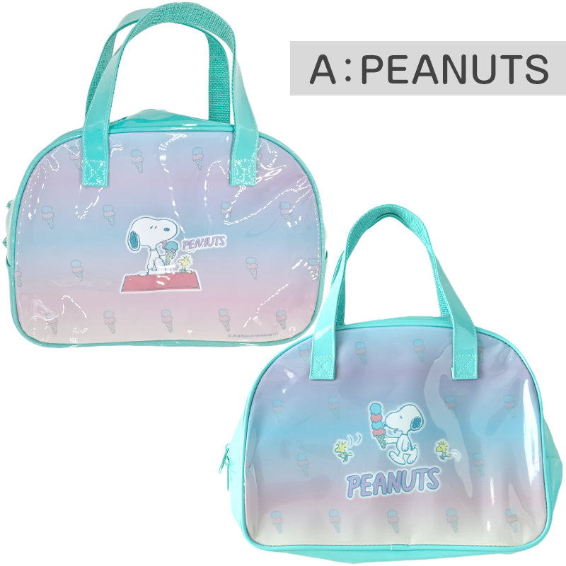 PEANUTS プールバッグ 手提げバッグ スヌーピー・ウッドストック 約32×23×10cm ビーチバッグ ビニールバッグ スイムバッグ ボストンバッグ 子供 水泳 水着入れ スポーツ サブバッグ ボストン (在庫限り)