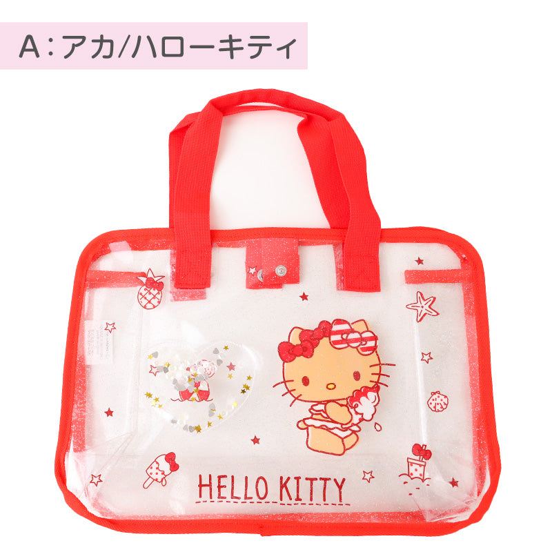 プールバッグ 女の子 キッズ PVC トートバッグ サンリオ PEANUTS 子供 塩化ビニル 水泳バッグ スイムバッグ プールバック ビーチバッグ 約32×23×10cm 通園 通学 幼稚園 保育園 小学生 ハローキティ クロミ