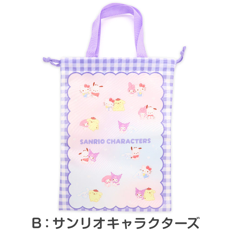 サンリオ シューズケース キッズ 上履き入れ 巾着 シューズバッグ 上靴入れ 靴袋 入園準備 入学準備 女の子 キャラクター マイメロディ クロミ シナモロール ポムポムプリン ポチャッコ 約25×33cm 通園 通学 軽量 持ち運び