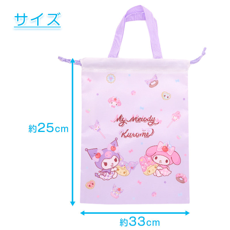 サンリオ シューズケース キッズ 上履き入れ 巾着 シューズバッグ 上靴入れ 靴袋 入園準備 入学準備 女の子 キャラクター マイメロディ クロミ シナモロール ポムポムプリン ポチャッコ 約25×33cm 通園 通学 軽量 持ち運び