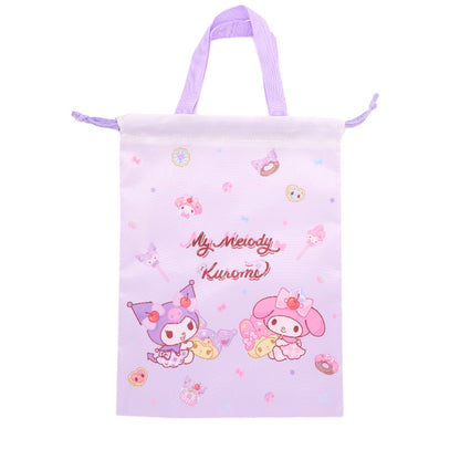 サンリオ シューズケース キッズ 上履き入れ 巾着 シューズバッグ 上靴入れ 靴袋 入園準備 入学準備 女の子 キャラクター マイメロディ クロミ シナモロール ポムポムプリン ポチャッコ 約25×33cm 通園 通学 軽量 持ち運び