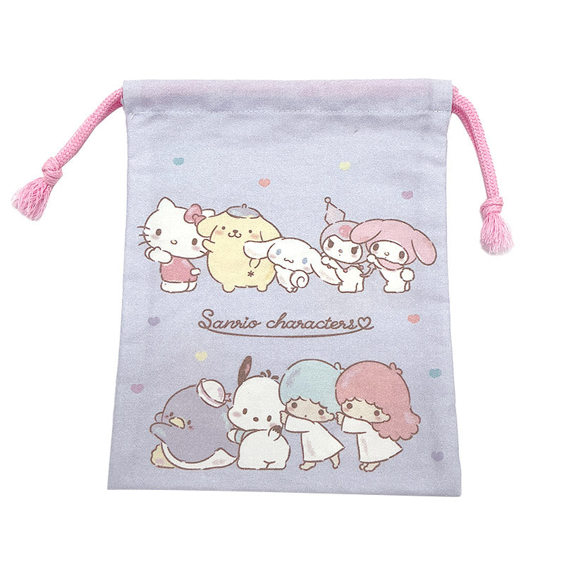 キャラクター 巾着袋 コップ袋 コップ入れ 給食袋 小物入れ 綿100% 約18×22cm コットン かわいい キャラクター ポケモン キティ スヌーピー 子供 キッズ 男の子 女の子 園児 小学生 保育園 幼稚園 小学校 入園準備 入学準備 歯ブラシ入れ