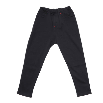 キッズ ストレッチパンツ ロング 無地 フィット のびる 動きやすい スキニー 綿素材 ジュニア 腰ゴム 110～130cm (子供服 男の子 女の子 ズボン ボトムス 伸縮性 伸び縮み 綿混 おでかけ 110 120 130) (在庫限り)