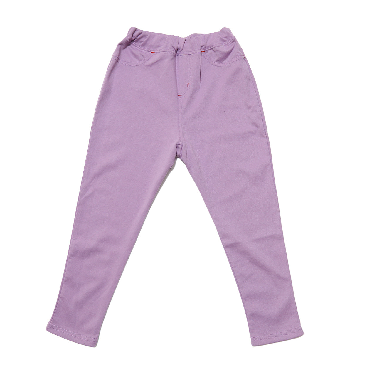 キッズ ストレッチパンツ ロング 無地 フィット のびる 動きやすい スキニー 綿素材 ジュニア 腰ゴム 110～130cm (子供服 男の子 女の子 ズボン ボトムス 伸縮性 伸び縮み 綿混 おでかけ 110 120 130) (在庫限り)