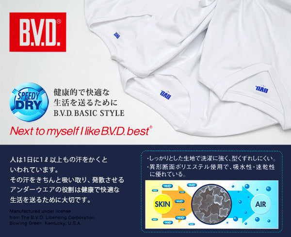 B.V.D.BASIC STYLE クルーネックTシャツ 2枚組 M～LL (BVD tシャツ ティーシャツ 肌着 インナー インナーシャツ大きいサイズあり カットソー) (在庫限り)