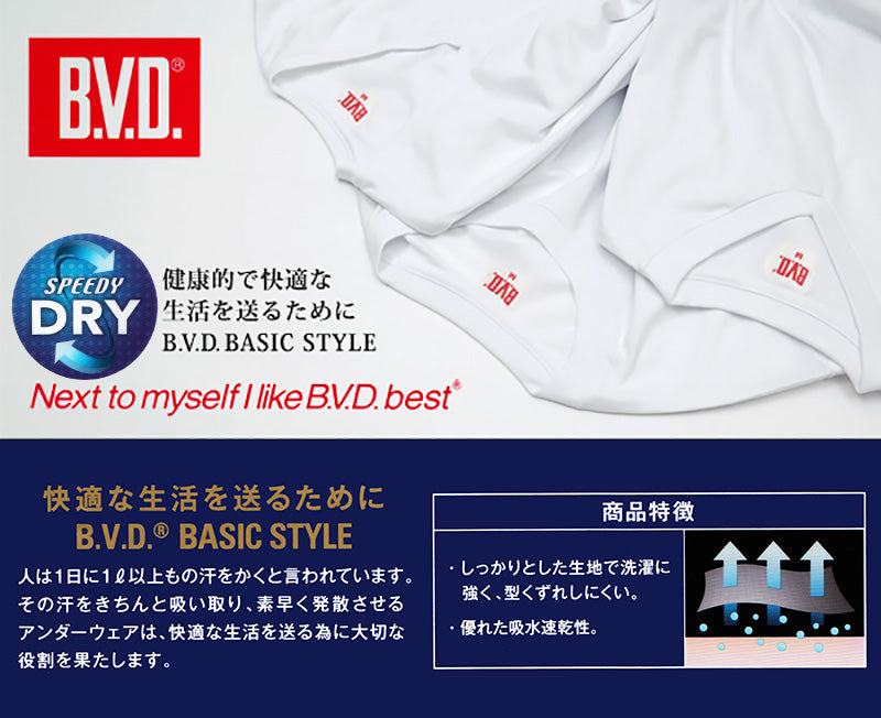 BVD インナー メンズ 半袖 2枚組 吸汗速乾 tシャツ M～LL 下着 吸水速乾 丈夫 クルーネック 丸首 肌着 インナーシャツ アンダーウェア 男性 紳士 白 ホワイト M L LL