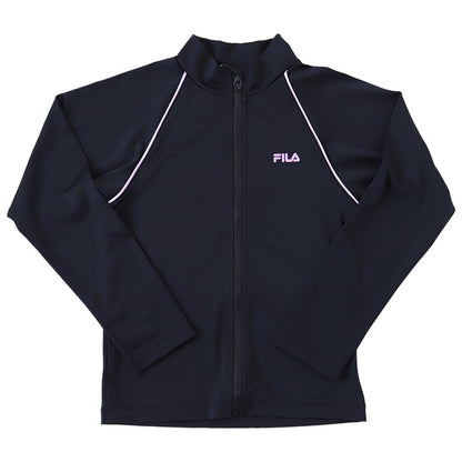 ラッシュガード キッズ FILA 長袖 男の子 女の子 ジュニア スイミング 水泳 UVカット 男女兼用 小学生 中学生 スクール水着 ジップアップ 学校 水泳 130cm～170cm スクール 子供 学校 130 140 150 160 170 (送料無料)