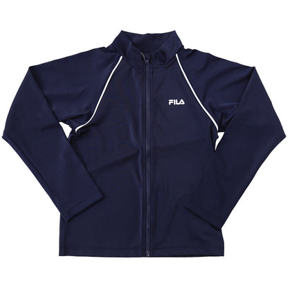 ラッシュガード キッズ FILA 長袖 男の子 女の子 ジュニア スイミング 水泳 UVカット 男女兼用 小学生 中学生 スクール水着 ジップアップ 学校 水泳 130cm～170cm スクール 子供 学校 130 140 150 160 170 (送料無料)
