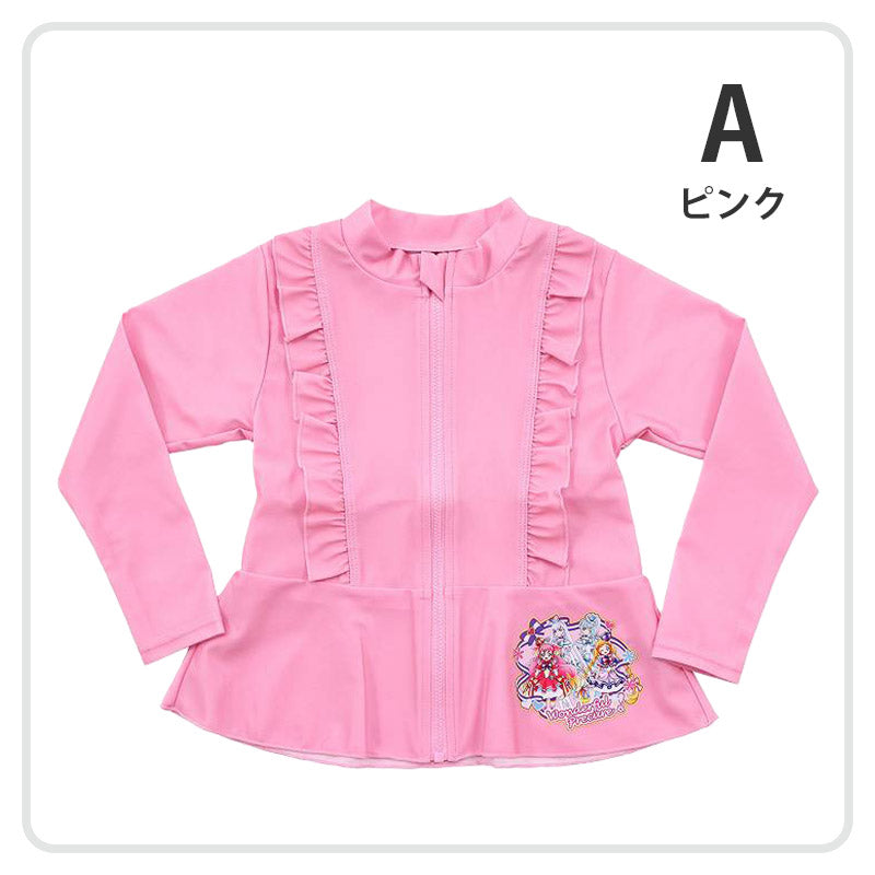 プリキュア ラッシュガード キッズ 女の子 水着 わんだふるぷりきゅあ！ プール 海 水泳用品 100cm～120cm 子供 子ども 100 110 120 水泳 アウター 水遊び (在庫限り)