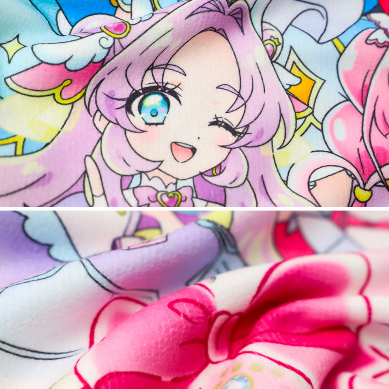 プリキュア 巻きタオル ラップタオル キッズ 女の子 ガールズ プールタオル お着替えタオル スイムタオル 水泳タオル フロントボタン ネームタグ付き 取っ手付き 海 プール 水遊び 60cm スイミング キャラクター タオル