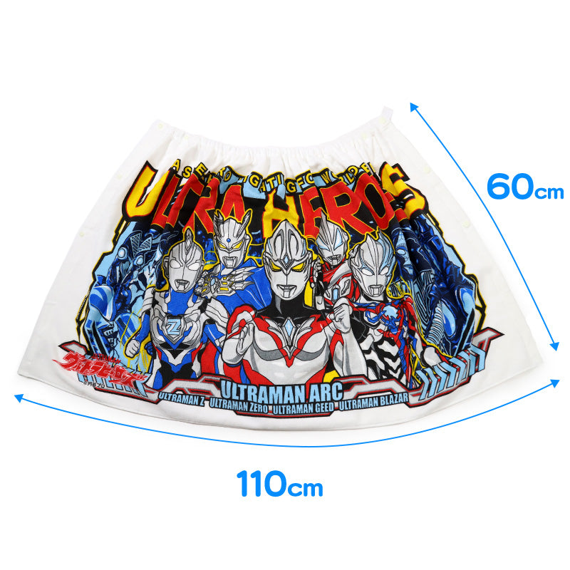 ウルトラマン ラップタオル 巻きタオル キッズ ウルトラマンアーク 綿100% 青 赤 男の子 男子 60cm 子供 プールタオル ウルトラヒーローズ バスタオル プール 水泳 男児 キャラクター (在庫限り)