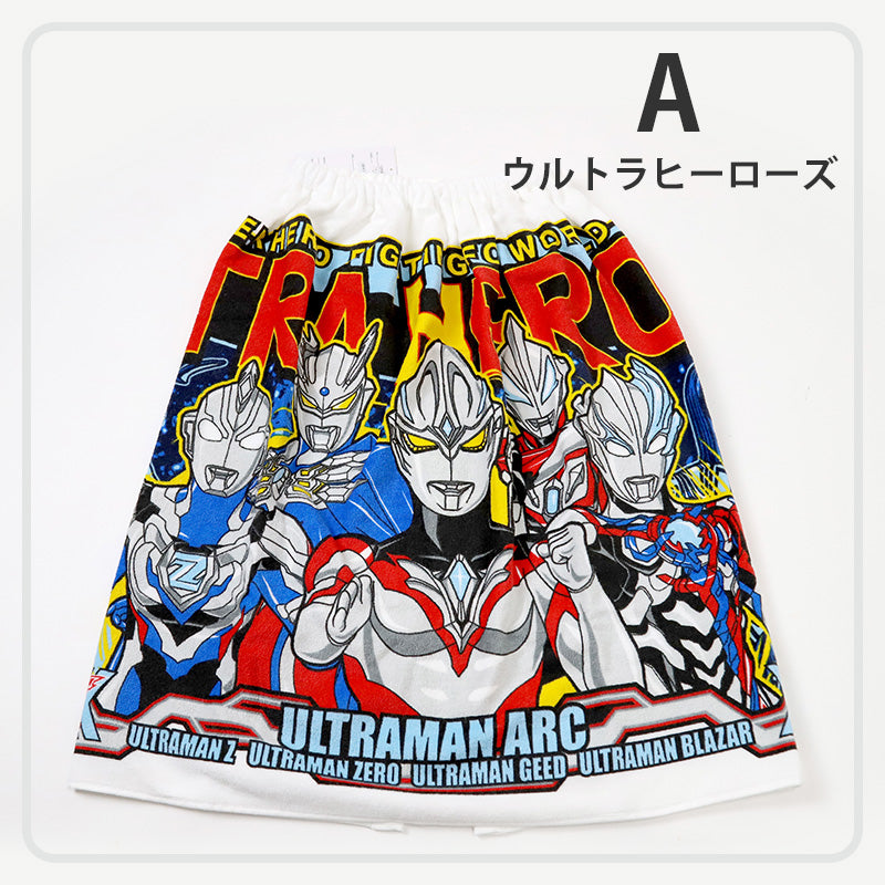 ウルトラマン ラップタオル 巻きタオル キッズ ウルトラマンアーク 綿100% 青 赤 男の子 男子 60cm 子供 プールタオル ウルトラヒーローズ バスタオル プール 水泳 男児 キャラクター (在庫限り)
