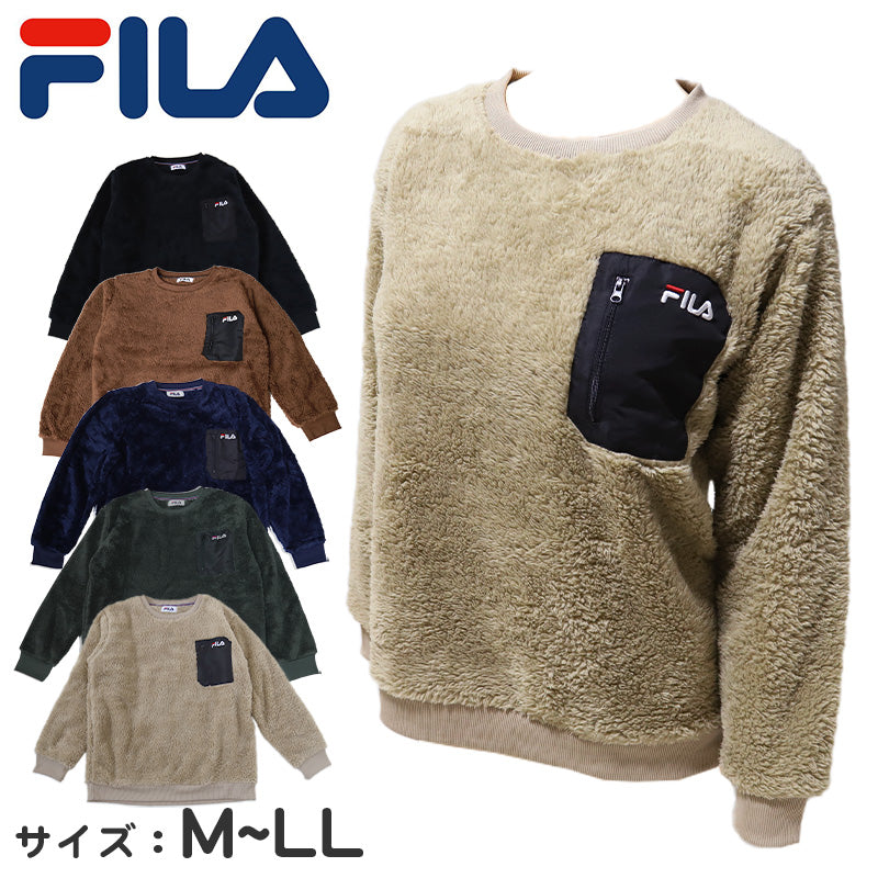 スウェットトップス レディース FILA モコモコ M/L/LL スウェット トレーナー レディース  シャギー FILA 暖かい トップス 毛 モコモコ 冬 長袖 ポケット ファスナー (在庫限り)