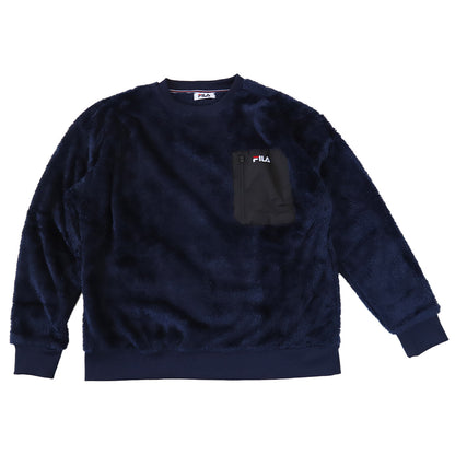 FILA トレーナー メンズ ボア もこもこ シャギー クルーネック トップス M/L/LL フィラ 暖かい 長袖 冬 冬服 レディース 毛 モコモコ ポケット ファスナー