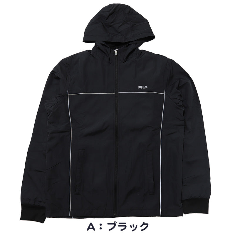 ウインドブレーカー メンズ フリース FILA  M L LL  ( ジャケット スポーツ 上着 裏起毛 暖かい トップス ファスナー フルジップ フィラ 紺 黒 灰 長袖 紫外線 反射材 夜 )