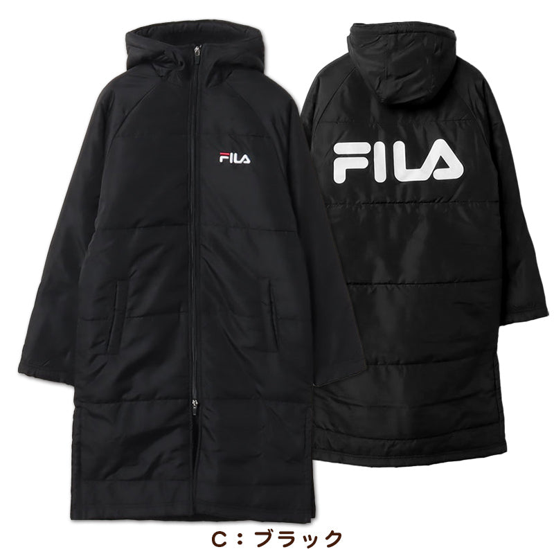 FILA ベンチコート キッズ ジュニア 裏ボア 裏起毛 130～160cm 子供 アウター コート 子供服 冬服 男の子 女の子 子ども フード付き サッカー スポーツ 保温 防寒 暖かい 防寒着 130 140 150 160 フィラ (送料無料)