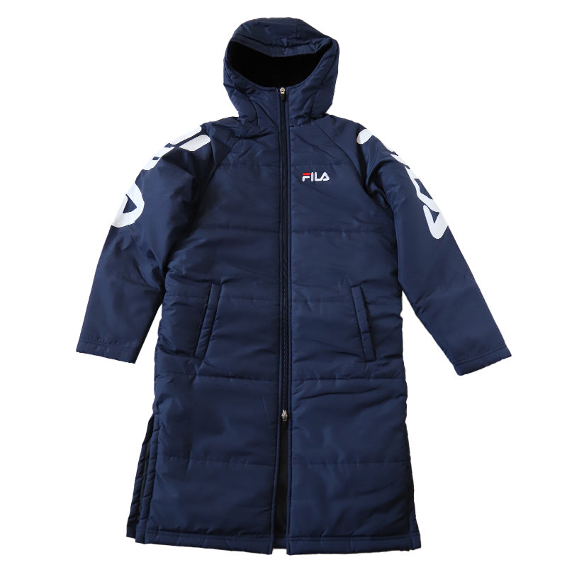 FILA ベンチコート キッズ ジュニア 裏ボア 裏起毛 130～160cm 子供 アウター コート 子供服 冬服 男の子 女の子 子ども フード付き サッカー スポーツ 保温 防寒 暖かい 防寒着 130 140 150 160 フィラ (送料無料)