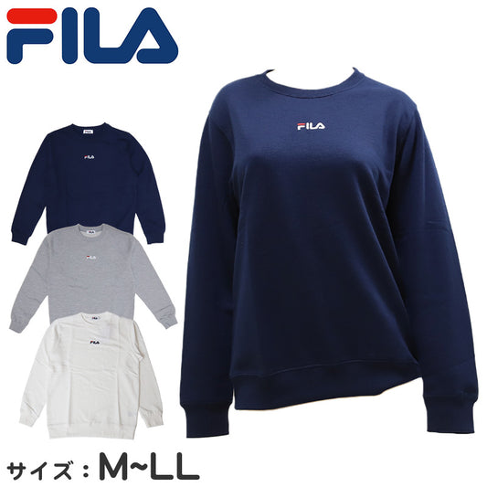 レディース スウェット トレーナー トップス 長袖 シャツ FILA フィラ ロゴ M L LL スエット 秋 春 ワンポイント 裏毛 プルオーバー