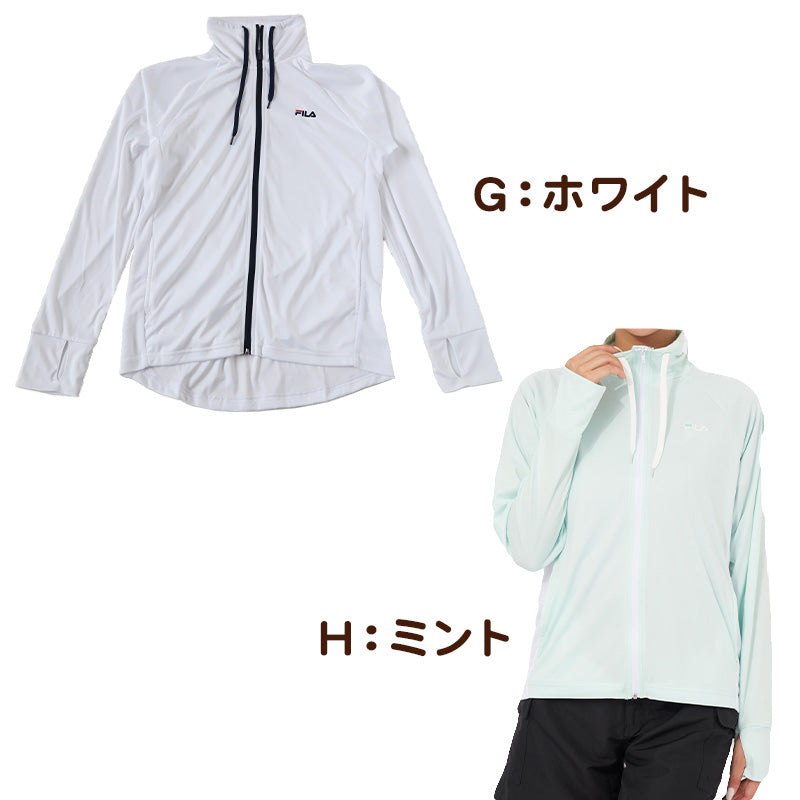 水着 ラッシュガード レディース フィラ おしゃれ 体型カバー 水陸両用 スポーツ S M L LL フードなし 長袖 パーカー uvカット 紫外線対策 メッシュ FILA (在庫限り)