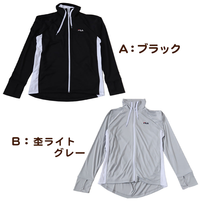 ラッシュガード レディース 水着 体型カバー 大きいサイズ フードなし 長袖 フィラ おしゃれ 3L 4L 5L 水陸両用 スポーツ パーカー uvカット 紫外線対策 メッシュ FILA