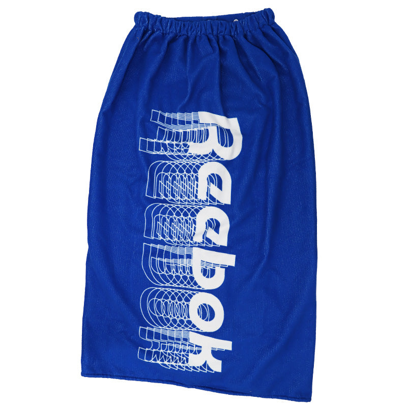 REEBOK リーボック 巻きタオル ラップタオル 100cm丈 キッズ 男の子 ジュニア プールタオル 100cm丈 ネームタグ付き 取っ手付き 小学生 バスタオル レジャー ループ付き 海 プール 水遊び スイミング 学校用  ポリエステル フロントボタン