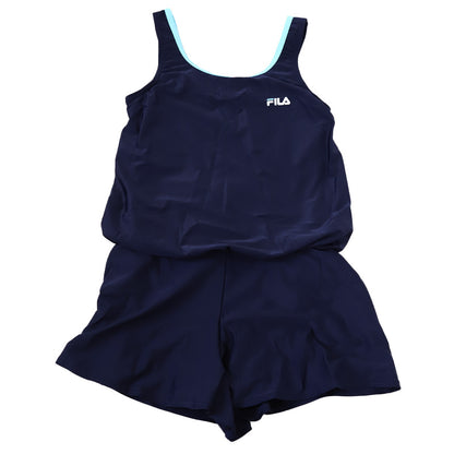 スクール水着 女の子 ワンピース キュロット パンツ 小学生 セパレート風 体型カバー ゆったり FILA フィラ 130cm～170cm 130 140 150 160 170 子供 キッズ 水着 女子 学校 水泳 プール スイミング シンプル (送料無料)