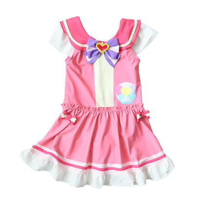 プリキュア 水着 女の子 キッズ ワンピース 子供 変身 なりきり わんだふるぷりきゅあ！ 100～120cm 110 120 ピンク かわいい 女児 プール 海 (送料無料)