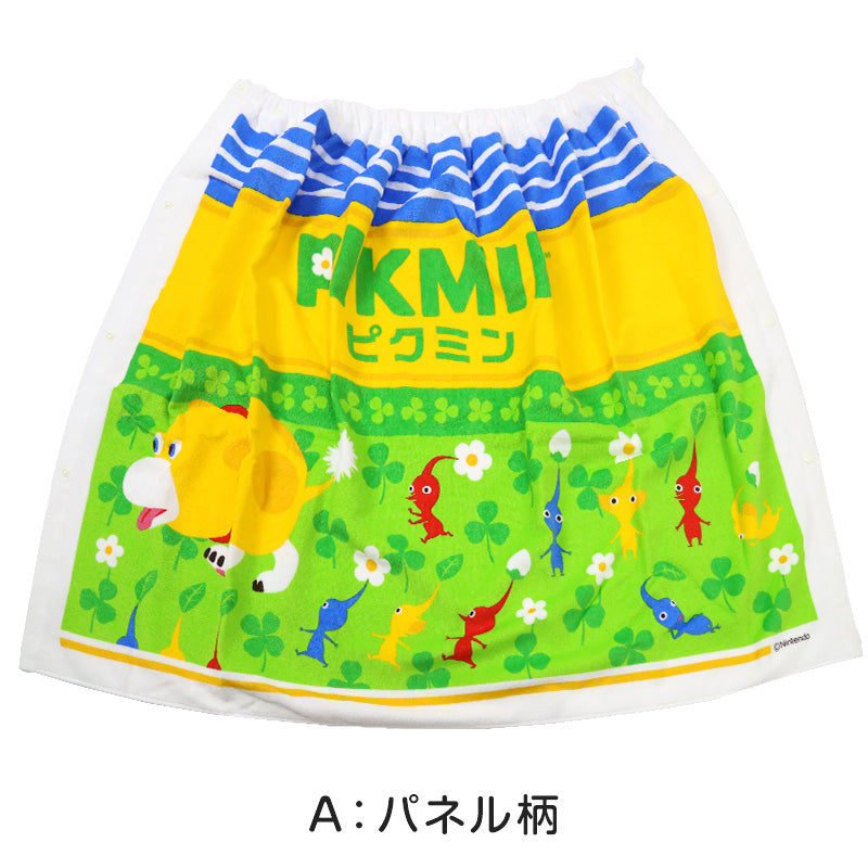 ラップタオル 巻きタオル 綿100% キャラクター かわいい キッズ 子供 80cm丈 ビーチタオル バスタオル 小学生 プール 水泳 男の子 男子 女の子 女子 ジュニア 吸水 ピクミン