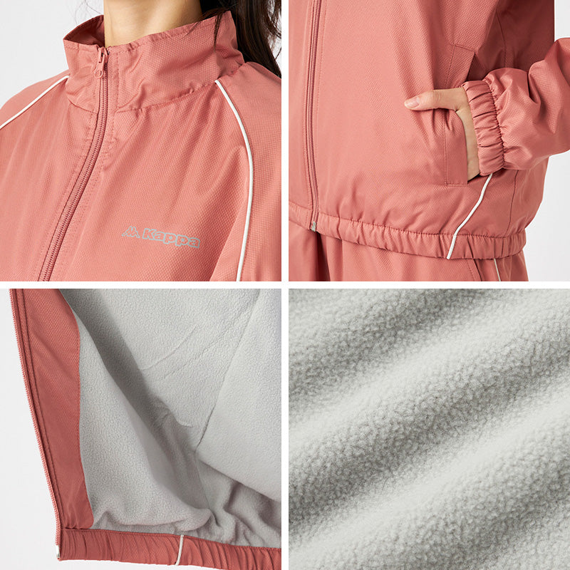 レディース ウィンドジャケット 裏フリース Kappa カッパ トップス M L LL 秋冬 春 上着 スポーツウェア 長袖 運動 暖かい