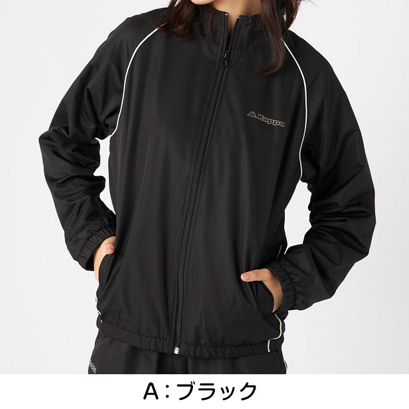 レディース ウィンドジャケット 裏フリース Kappa カッパ トップス M L LL 秋冬 春 上着 スポーツウェア 長袖 運動 暖かい