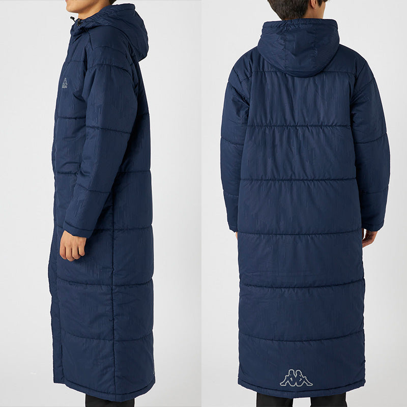 ベンチコート メンズ ロング 防寒 防風 アウトドア Kappa カッパ M L LL ロングコート フード付き 観戦 スポーツ観戦 中綿 防寒着 軽い 軽量  暖かい ゆったり シンプル おしゃれ コーデ アウター ジャケット (送料無料)