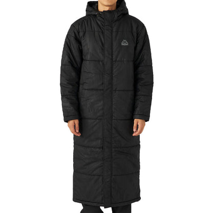 ベンチコート メンズ ロング 防寒 防風 アウトドア Kappa カッパ M L LL ロングコート フード付き 観戦 スポーツ観戦 中綿 防寒着 軽い 軽量  暖かい ゆったり シンプル おしゃれ コーデ アウター ジャケット (送料無料)