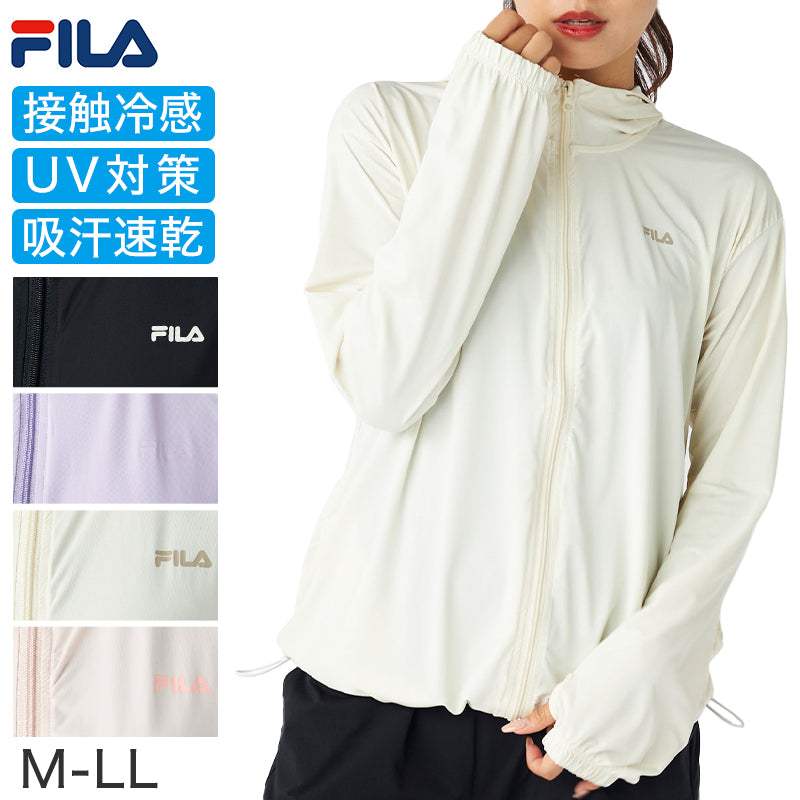 FILA UVパーカー レディース 接触冷感 ラッシュパーカー UVカット パーカー 吸汗速乾 紫外線対策 日焼け対策 冷感パーカー ラッシュガード フード付き M L LL 軽量 羽織り 夏パーカー スポーツウェア 水着の上から 着るUV対策 海 プール ママコーデ 夏 アウトドア