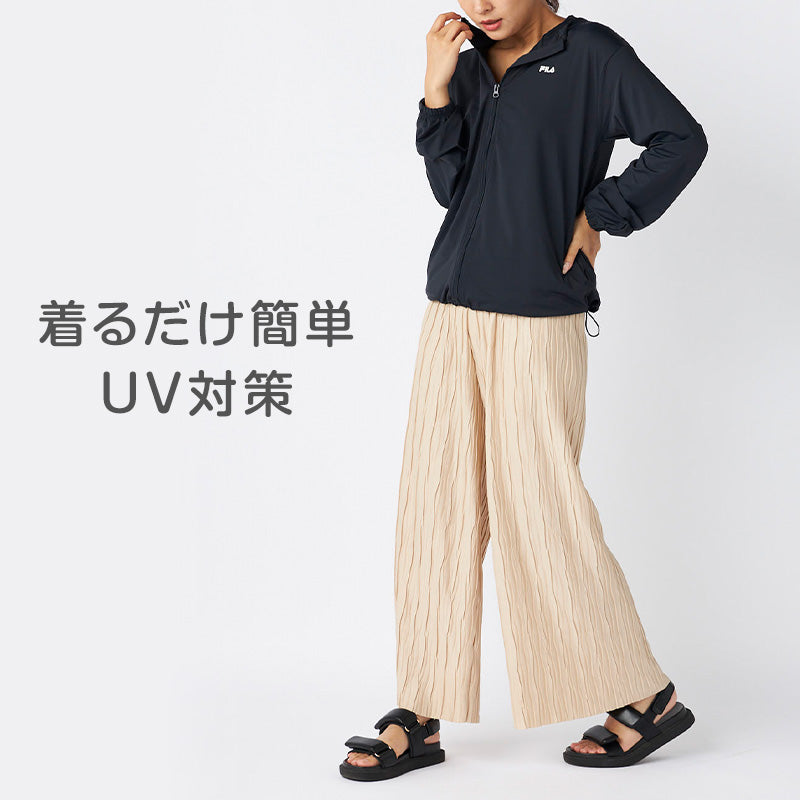 FILA UVパーカー レディース 接触冷感 ラッシュパーカー UVカット パーカー 吸汗速乾 紫外線対策 日焼け対策 冷感パーカー ラッシュガード フード付き M L LL 軽量 羽織り 夏パーカー スポーツウェア 水着の上から 着るUV対策 海 プール ママコーデ 夏 アウトドア