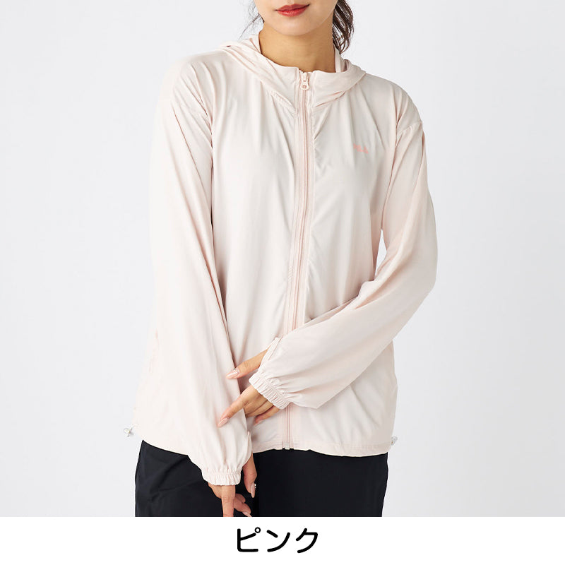 FILA UVパーカー レディース 接触冷感 ラッシュパーカー UVカット パーカー 吸汗速乾 紫外線対策 日焼け対策 冷感パーカー ラッシュガード フード付き M L LL 軽量 羽織り 夏パーカー スポーツウェア 水着の上から 着るUV対策 海 プール ママコーデ 夏 アウトドア