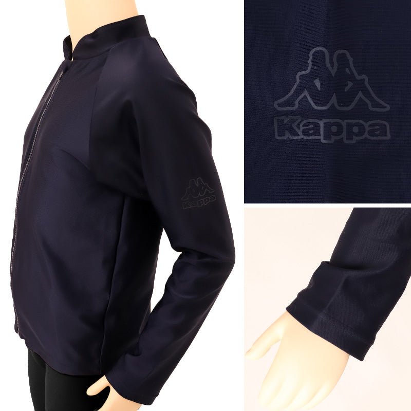 キッズ ラッシュガード 長袖 ジップ Kappa 水陸両用 UVウェア 子供 ジュニア 男の子 女の子 UVカット90%以上 紫外線対策 海 プール 川遊び 140cm～170cm ぴったり ストレッチ ポリエステル