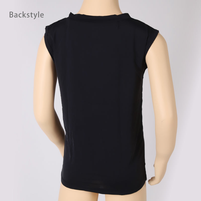 キッズ スポーツ ノースリーブ ストレッチ 涼感 UVカット 130～170cm 子供 子ども 女の子 男の子 ジュニア インナー 黒 スポーツインナー