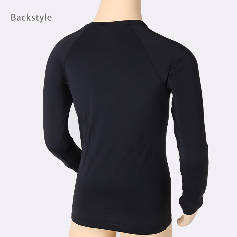 キッズ スポーツ 長袖 クルーネック ストレッチ 涼感 UVカット 130～170cm 子供 子ども 女の子 男の子 ジュニア インナー 黒 スポーツインナー